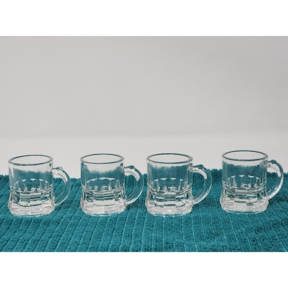 Vintage Federal Glass Clear Mini Beer Mug Shot Glasses Marked On‎ The Bottom - Picture 1 of 8